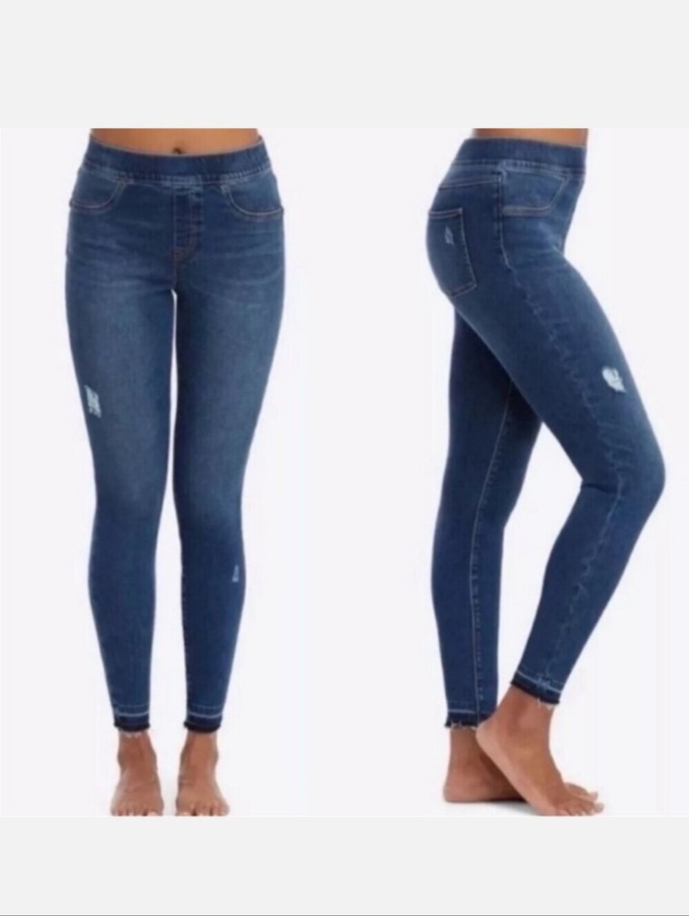 Spanx 20203T Denim Distressed Ankle Skinny Jeans Medium Wash Size 2X